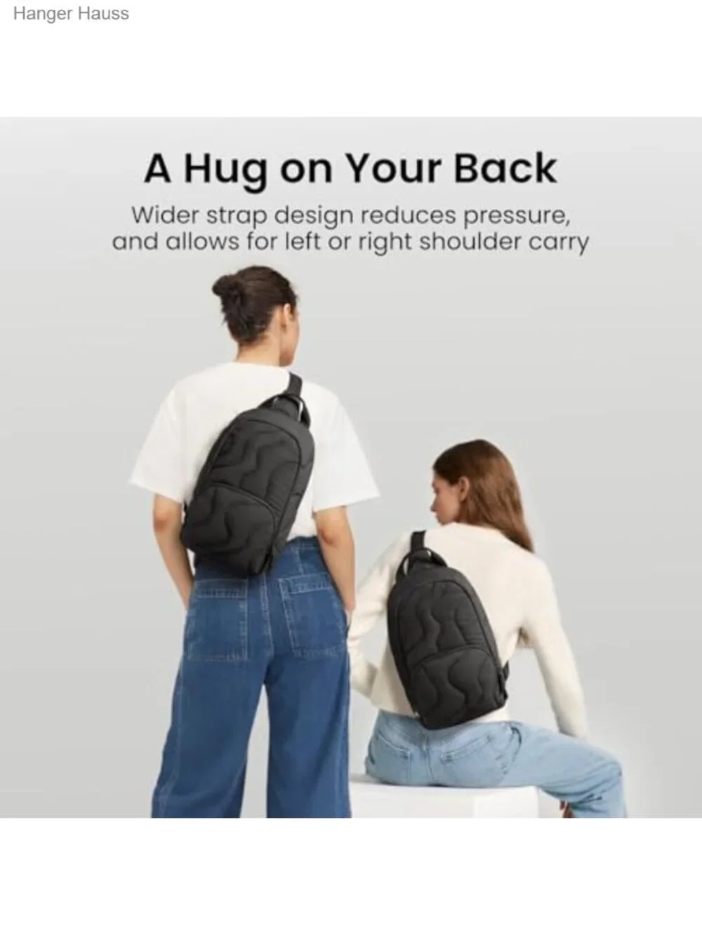 Quilted Puffy Sling Backpack 10L Tech Organizer Laptop iPad